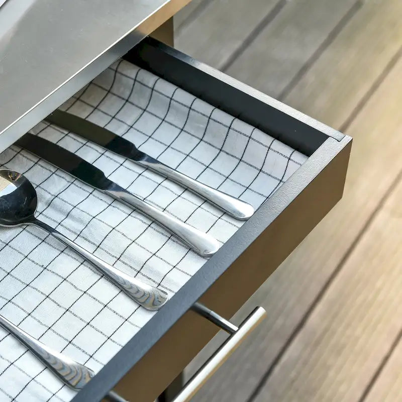 Chariot de cuisine HOMCOM avec plateau en acier inoxydable, casier à vin et tiroir