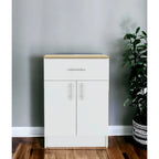 Armoire de rangement en chêne clair et blanc, modèle 34