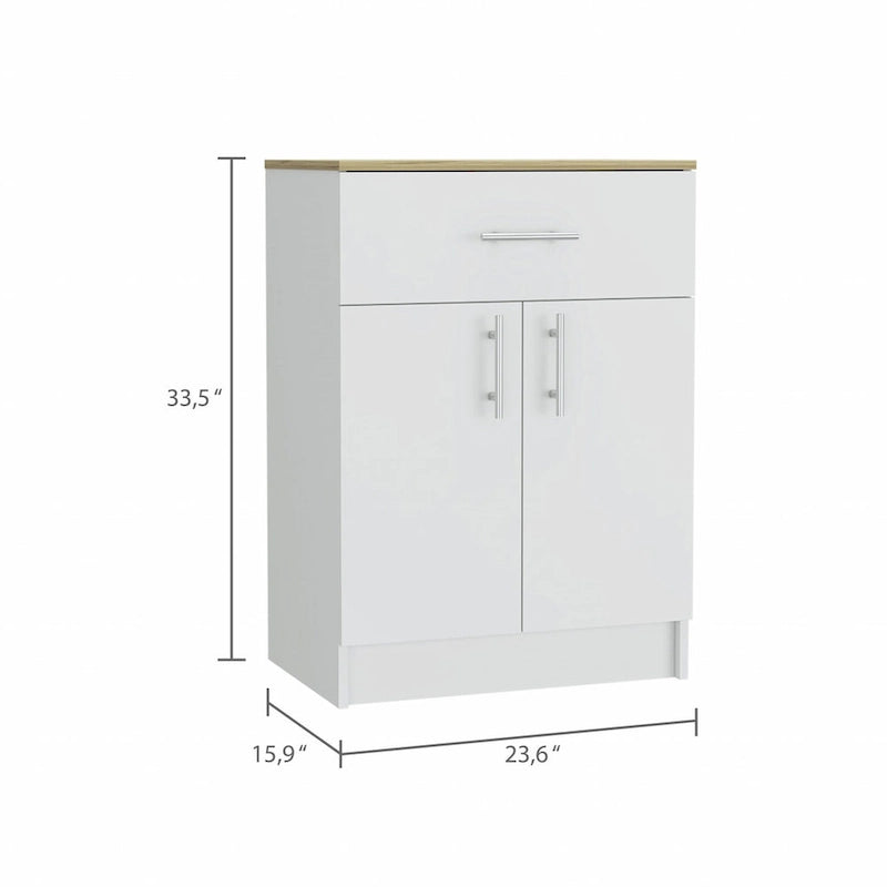 Armoire de rangement en chêne clair et blanc, modèle 34