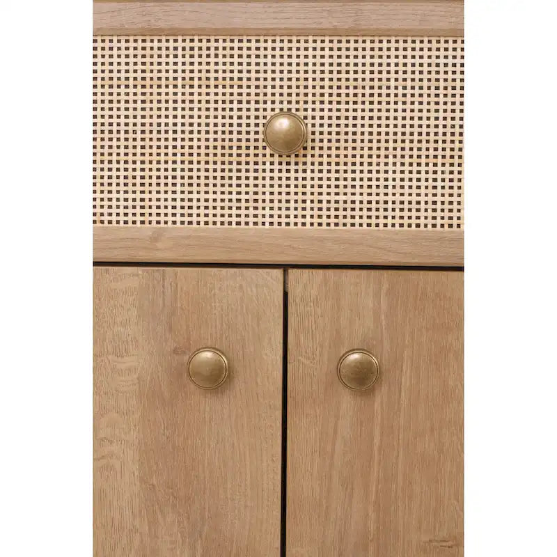 Meuble Thelma KD en rotin, petit meuble à 1 tiroir et 2 portes