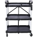 Chariot de service pliable à 3 niveaux, capacité de charge de 22,7 kg par étagère - 65 cm (L) x 39 cm (l) x 83 cm (H)