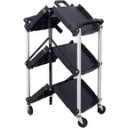 Chariot de service pliable à 3 niveaux, capacité de charge de 22,7 kg par étagère - 65 cm (L) x 39 cm (l) x 83 cm (H)