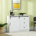 Meuble bar à café HOMCOM style ferme, buffet de cuisine avec porte coulissante de style grange et 3 tiroirs de rangement, gris foncé
