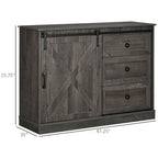 Meuble bar à café HOMCOM style ferme, buffet de cuisine avec porte coulissante de style grange et 3 tiroirs de rangement, gris foncé