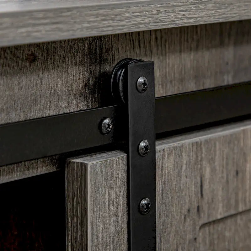 Meuble bar à café HOMCOM style ferme, buffet de cuisine avec porte coulissante de style grange et 3 tiroirs de rangement, gris foncé
