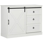 Meuble bar à café HOMCOM style ferme, buffet de cuisine avec porte coulissante de style grange et 3 tiroirs de rangement, gris foncé