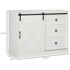 Meuble bar à café HOMCOM style ferme, buffet de cuisine avec porte coulissante de style grange et 3 tiroirs de rangement, gris foncé