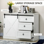 Meuble bar à café HOMCOM style ferme, buffet de cuisine avec porte coulissante de style grange et 3 tiroirs de rangement, gris foncé