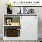 Meuble bar à café HOMCOM style ferme, buffet de cuisine avec porte coulissante de style grange et 3 tiroirs de rangement, gris foncé
