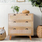 Meuble de rangement d'appoint en rotin avec tiroirs pour salon