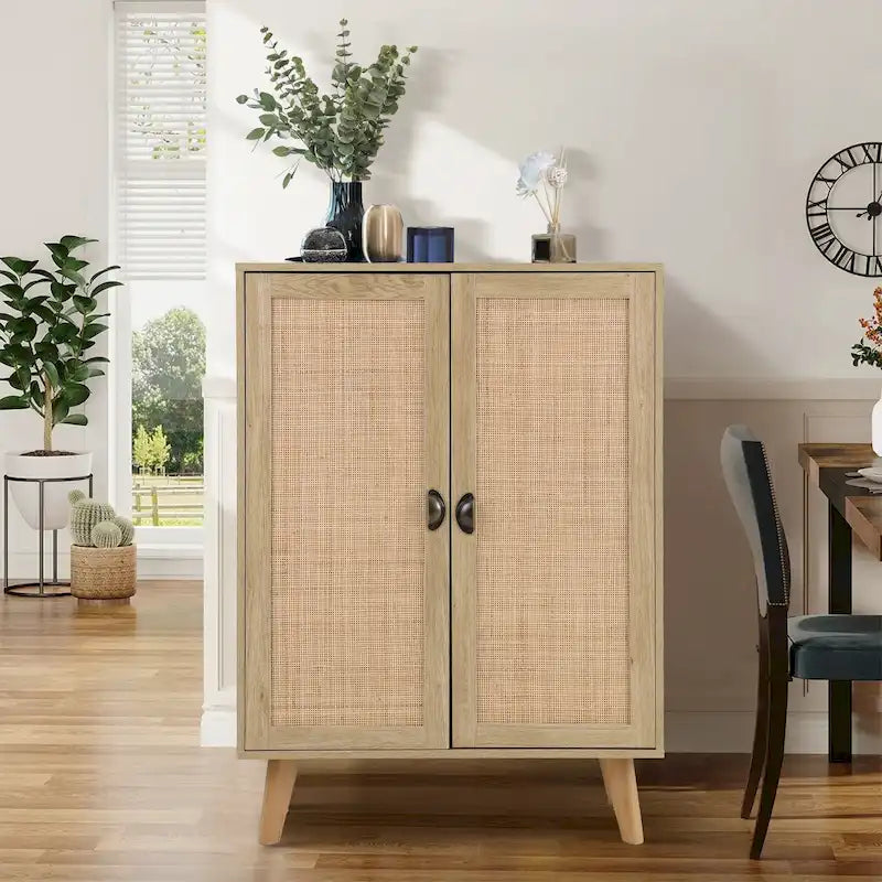 Meuble de rangement d'appoint en rotin avec tiroirs pour salon