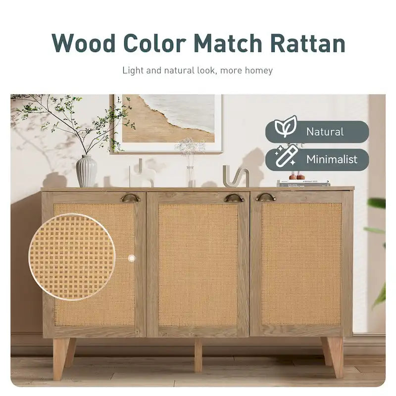 Meuble de rangement d'appoint en rotin avec tiroirs pour salon