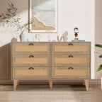 Meuble de rangement d'appoint en rotin avec tiroirs pour salon