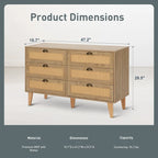 Meuble de rangement d'appoint en rotin avec tiroirs pour salon