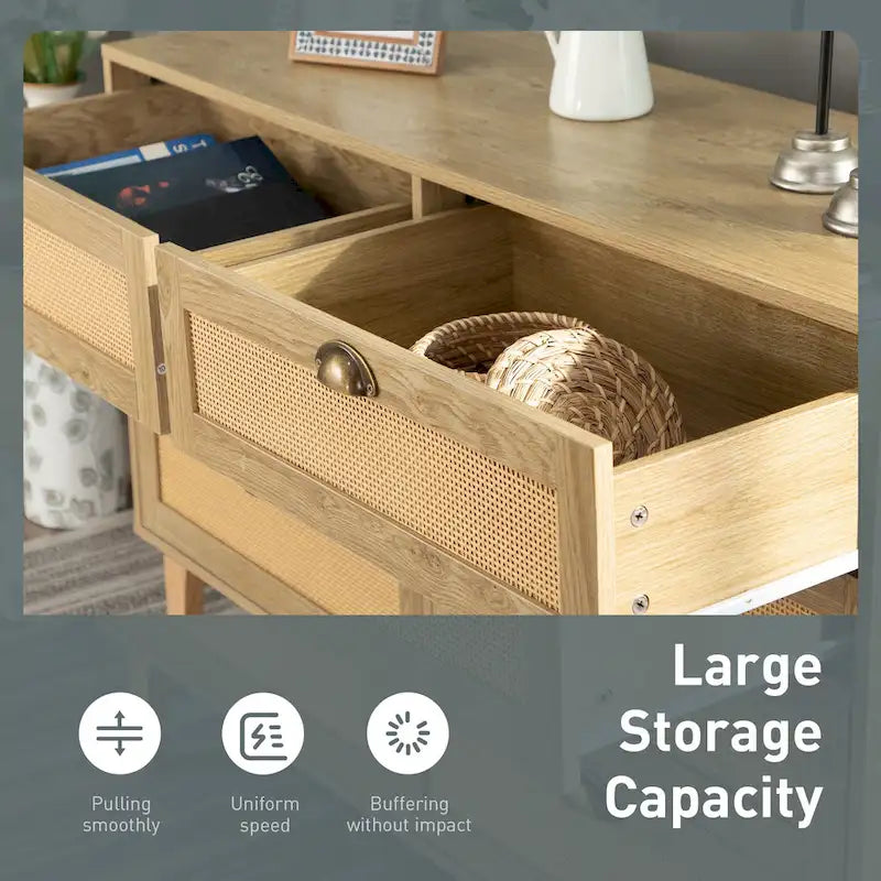 Meuble de rangement d'appoint en rotin avec tiroirs pour salon