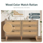 Meuble de rangement d'appoint en rotin avec tiroirs pour salon