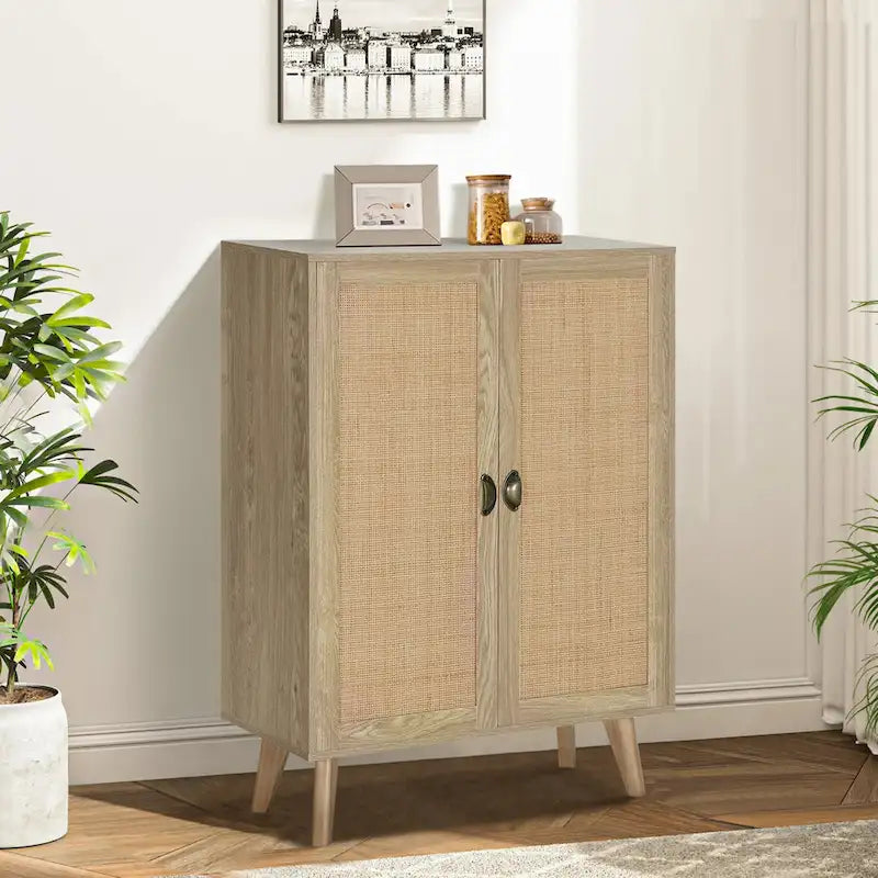 Meuble de rangement d'appoint en rotin avec tiroirs pour salon