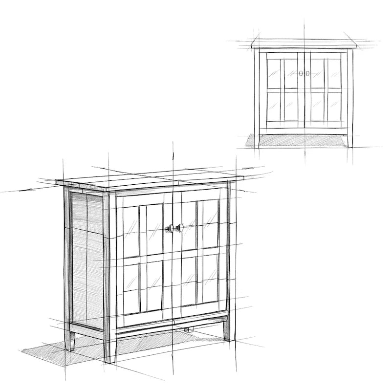 Meuble de rangement bas de style transitionnel WYNDENHALL Norfolk en bois massif, 81 cm de large - 81 cm (l) x 36 cm (p) x 79 cm (h)