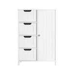 Meuble de rangement blanc pour salle de bain, meuble bas avec étagère réglable et tiroirs