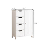 Meuble de rangement blanc pour salle de bain, meuble bas avec étagère réglable et tiroirs