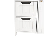 Meuble de rangement blanc pour salle de bain, meuble bas avec étagère réglable et tiroirs