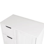 Meuble de rangement blanc pour salle de bain, meuble bas avec étagère réglable et tiroirs