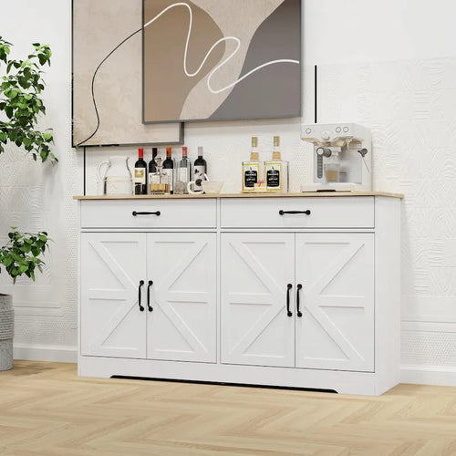 55.91 Large Farmhouse Buffet Cabinet Storage Sideboard