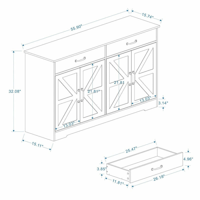 Buffet de style campagnard, grand modèle, 55,91 €