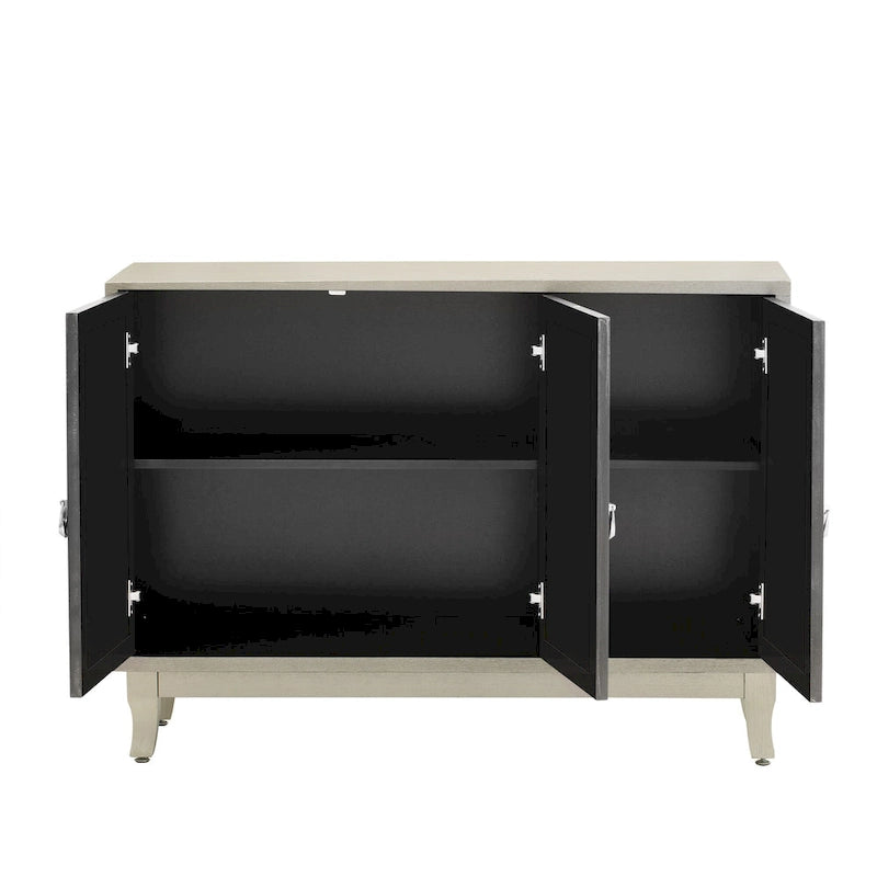 Buffet à 3 portes miroir avec portes vitrées pour salle à manger