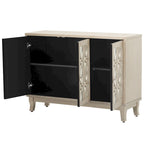 Buffet à 3 portes miroir avec portes vitrées pour salle à manger
