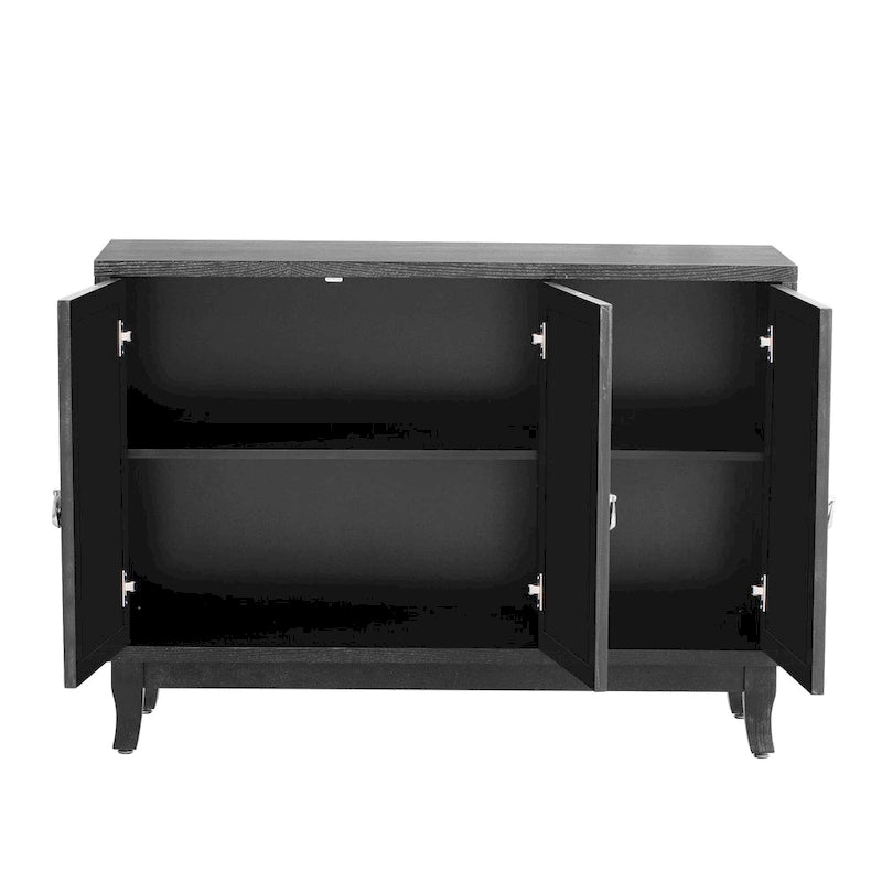 Buffet à 3 portes miroir avec portes vitrées pour salle à manger