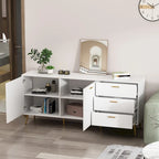 Buffet Timechee avec tiroirs de rangement, expresso/blanc - 69 L