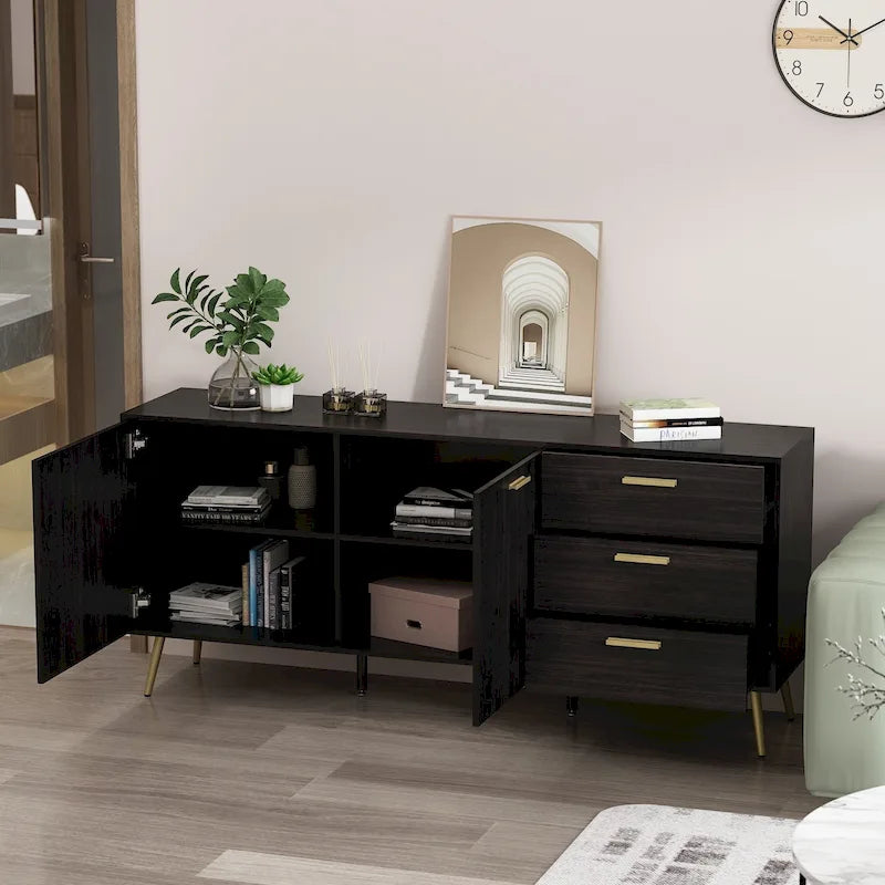 Buffet Timechee avec tiroirs de rangement, expresso/blanc - 69 L