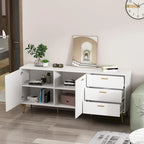 Buffet Timechee avec tiroirs de rangement, expresso/blanc - 69 L