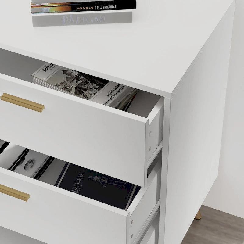 Buffet Timechee avec tiroirs de rangement, expresso/blanc - 69 L