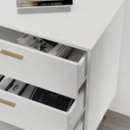 Buffet Timechee avec tiroirs de rangement, expresso/blanc - 69 L