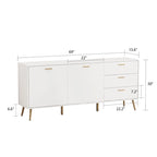 Buffet Timechee avec tiroirs de rangement, expresso/blanc - 69 L