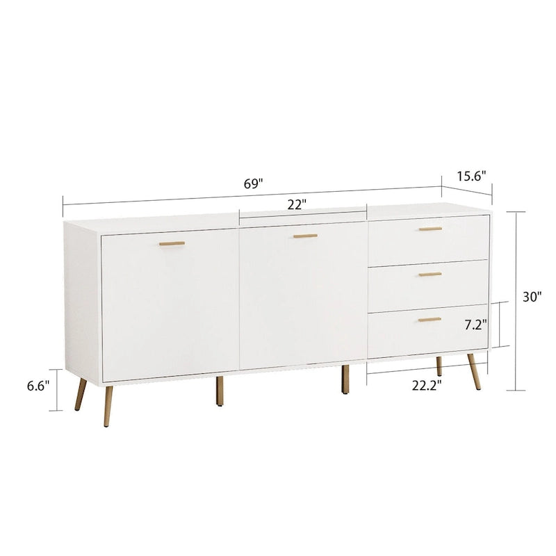 Buffet Timechee avec tiroirs de rangement, expresso/blanc - 69 L