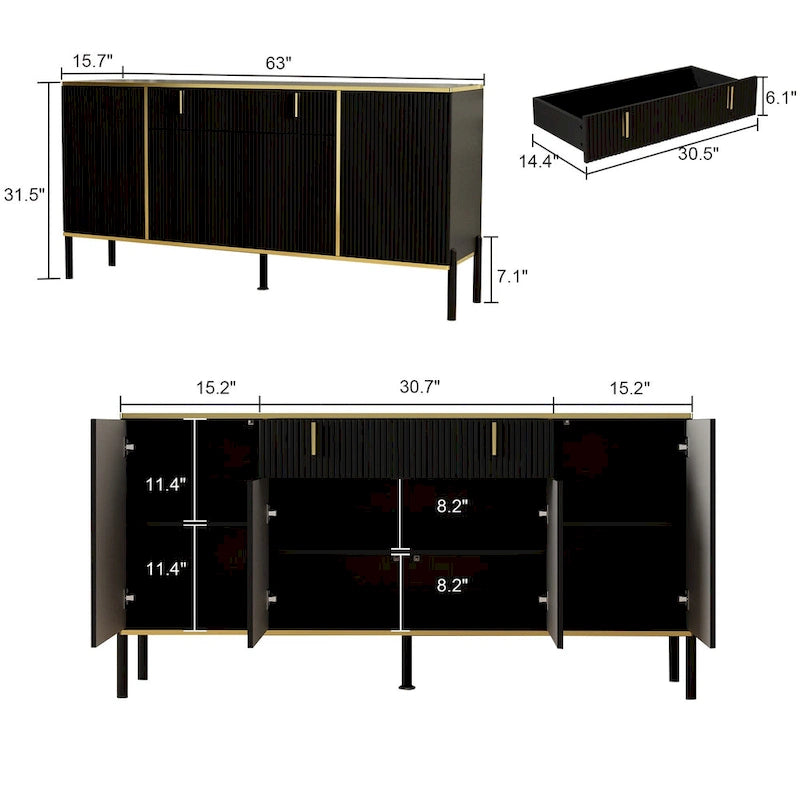 Buffet de cuisine Timechee, table d'appoint, meuble de rangement d'entrée