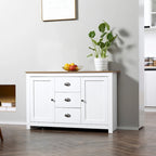 HOMCOM Kitchen Storage Sideboard with Adjustable Shelves, Dining Buffet Server Cabinet with 3 Drawers