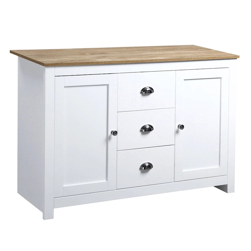 Buffet de cuisine HOMCOM avec étagères réglables, meuble de rangement avec 3 tiroirs