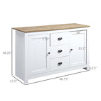 Buffet de cuisine HOMCOM avec étagères réglables, meuble de rangement avec 3 tiroirs