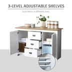 Buffet de cuisine HOMCOM avec étagères réglables, meuble de rangement avec 3 tiroirs