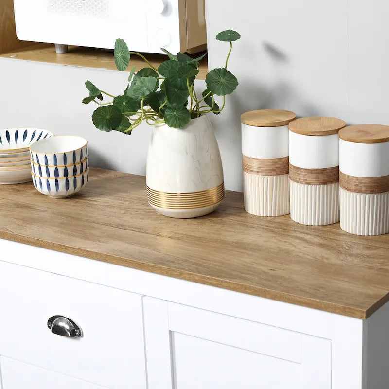 Buffet de cuisine HOMCOM avec étagères réglables, meuble de rangement avec 3 tiroirs