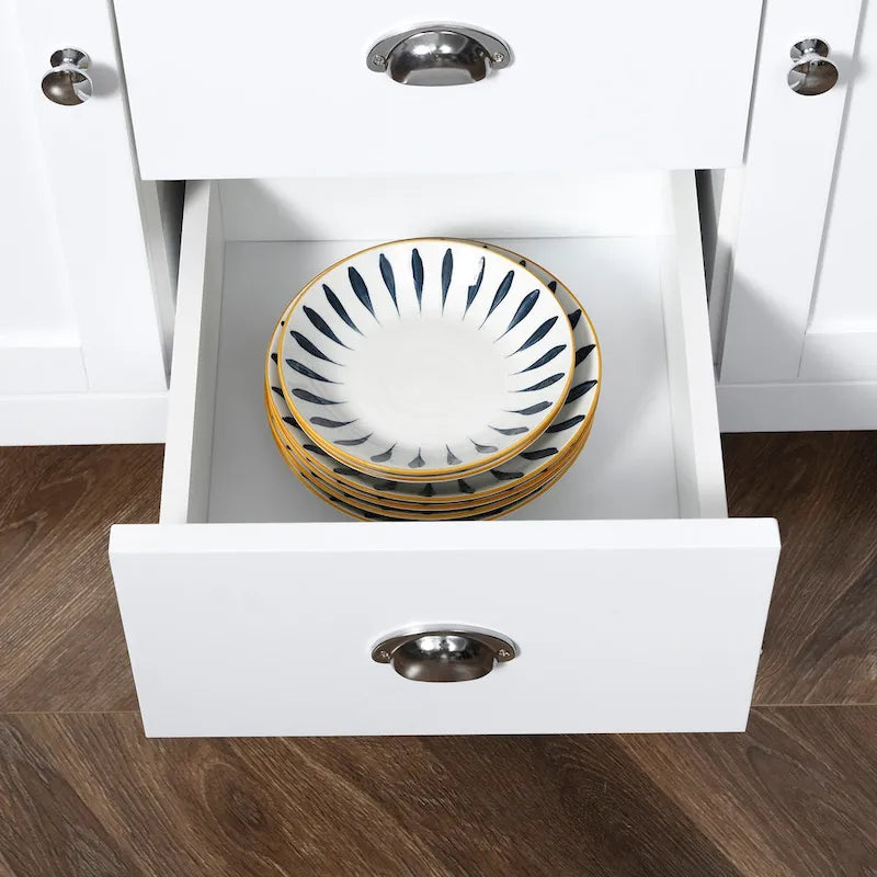 Buffet de cuisine HOMCOM avec étagères réglables, meuble de rangement avec 3 tiroirs