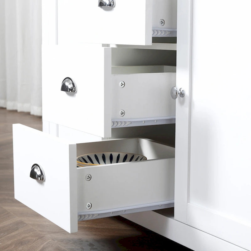 Buffet de cuisine HOMCOM avec étagères réglables, meuble de rangement avec 3 tiroirs