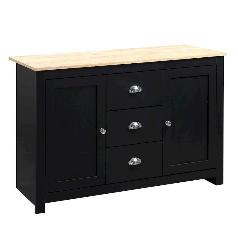 Buffet de cuisine HOMCOM avec étagères réglables, meuble de rangement avec 3 tiroirs