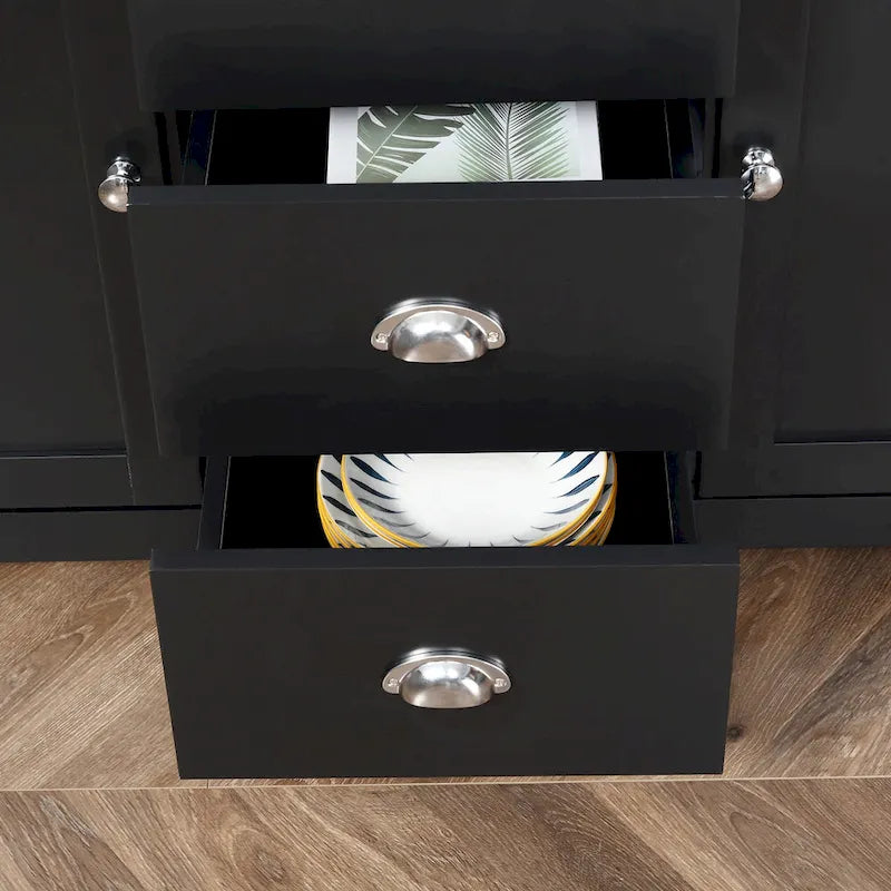 Buffet de cuisine HOMCOM avec étagères réglables, meuble de rangement avec 3 tiroirs