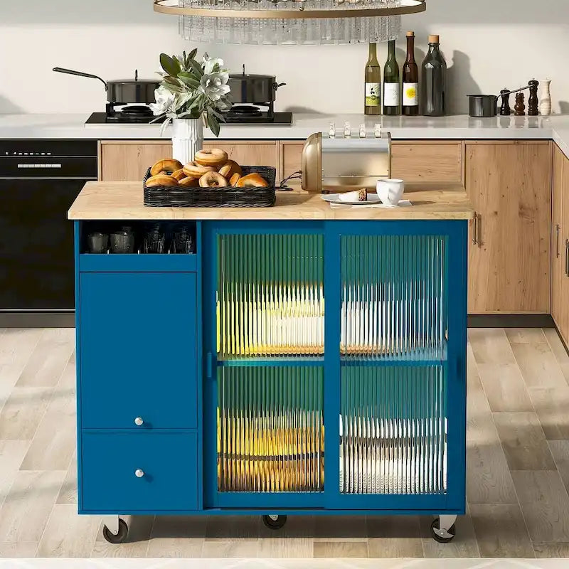 Chariot de cuisine pliable avec éclairage LED