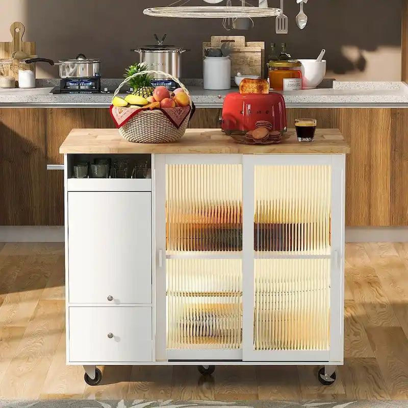 Chariot de cuisine pliable avec éclairage LED